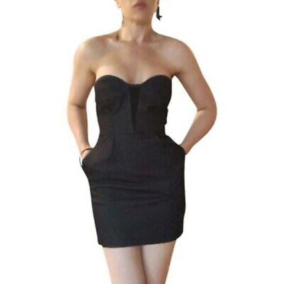 RAG & BONE Dark Denim Strapless Suede Mini POCKETS - Picture 9 of 13